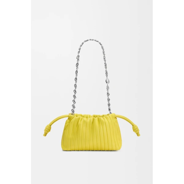 Loewe Mini Flamenco Pleats purse in nappa lambskin, Lemon | Shoulder & Crossbody Bags | Luxury Shoes 