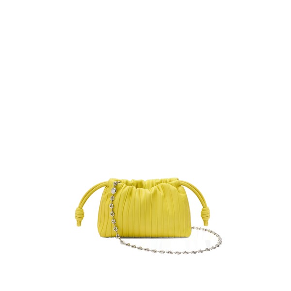 Loewe Mini Flamenco Pleats purse in nappa lambskin, Lemon | Shoulder & Crossbody Bags | Luxury Shoes 
