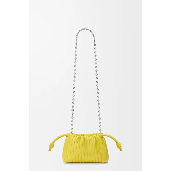 Loewe Mini Flamenco Pleats purse in nappa lambskin, Lemon | Shoulder & Crossbody Bags | Luxury Shoes 