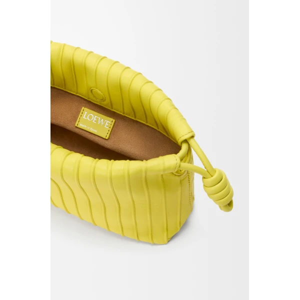 Loewe Mini Flamenco Pleats purse in nappa lambskin, Lemon | Shoulder & Crossbody Bags | Luxury Shoes 