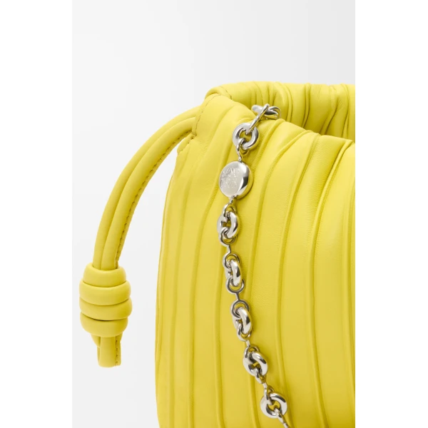 Loewe Mini Flamenco Pleats purse in nappa lambskin, Lemon | Shoulder & Crossbody Bags | Luxury Shoes 