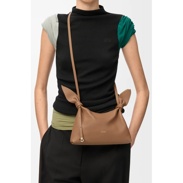 Loewe Mini Scarf bag in smooth calfskin, Mocha | Shoulder & Crossbody Bags | Luxury Shoes 