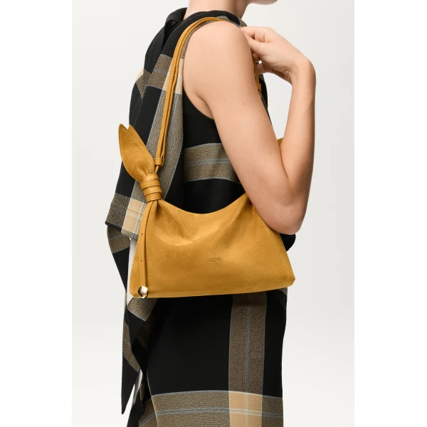 Loewe Mini Scarf bag in suede, Ochre | Shoulder & Crossbody Bags | Luxury Shoes 