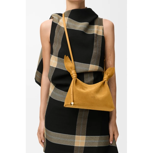 Loewe Mini Scarf bag in suede, Ochre | Shoulder & Crossbody Bags | Luxury Shoes 