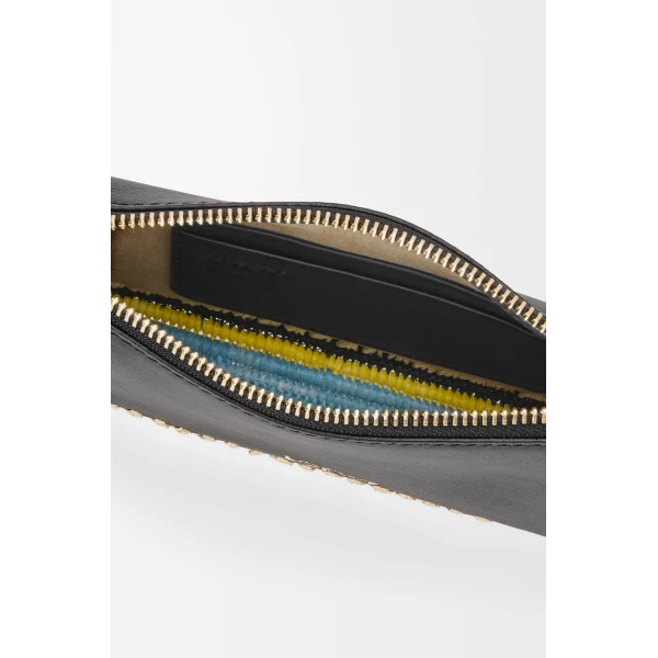 Loewe Rio pouch in classic calfskin and raffia, Black | Clutch Bags | Luxury Shoes 