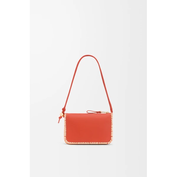 Loewe Rio pouch in classic calfskin and raffia, Deep Saffron | Clutch Bags | Luxury Shoes 