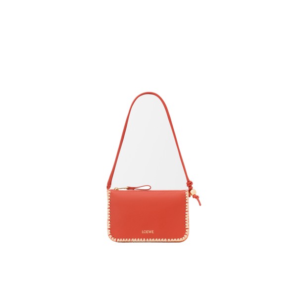 Loewe Rio pouch in classic calfskin and raffia, Deep Saffron | Clutch Bags | Luxury Shoes 