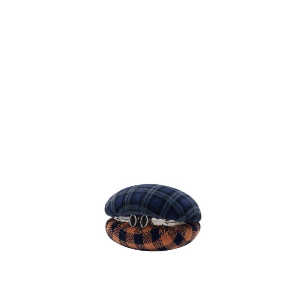 Loewe Shell minaudiere in check pattern textile and metal, Deep Navy/Multicolor | Mini Bags | Luxury Shoes 