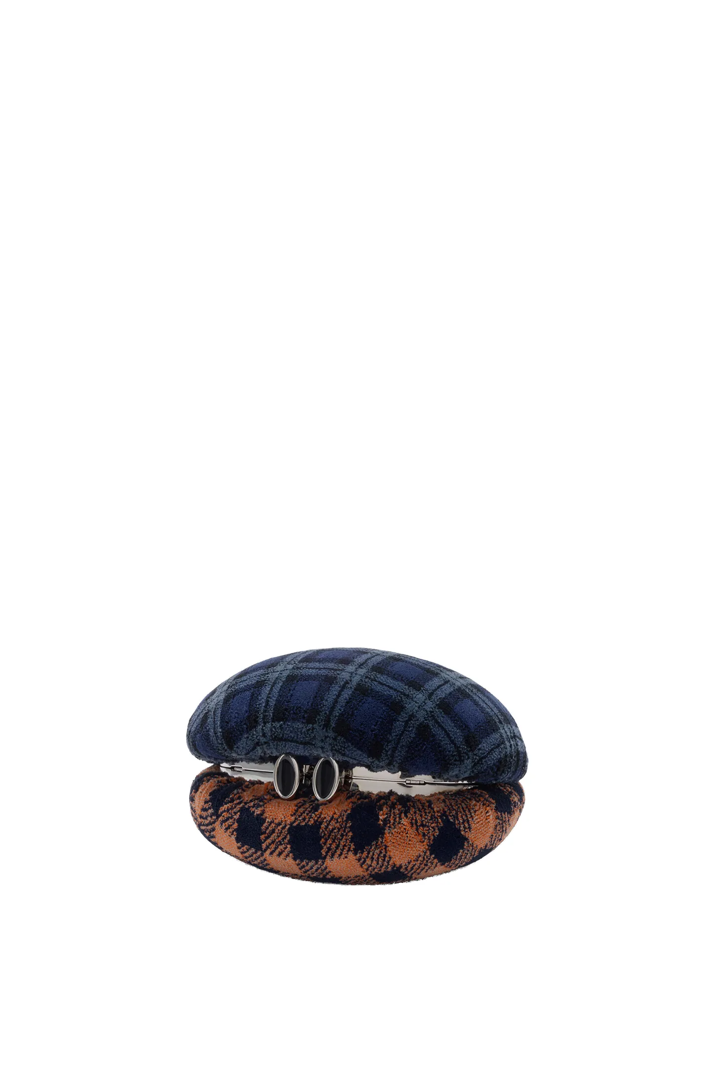 Loewe Shell minaudiere in check pattern textile and metal, Deep Navy/Multicolor | Mini Bags | Luxury Shoes Loewe Shell minaudiere in check pattern textile and metal, Deep Navy/Multicolor | Mini Bags | Luxury Shoes