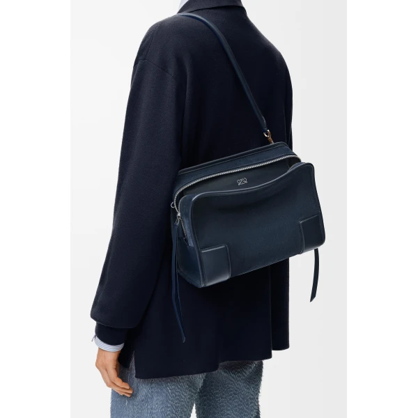 Loewe Small Amazona 180 bag in suede, Deep Navy | Totes & Top-Handle Bags | Luxury Shoes 