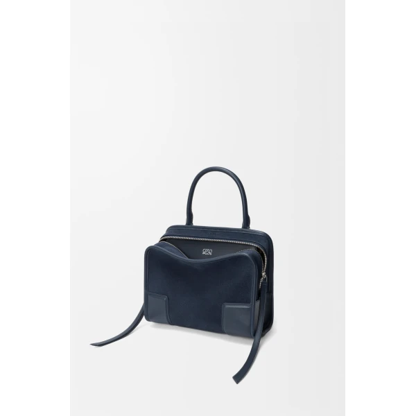 Loewe Small Amazona 180 bag in suede, Deep Navy | Totes & Top-Handle Bags | Luxury Shoes 