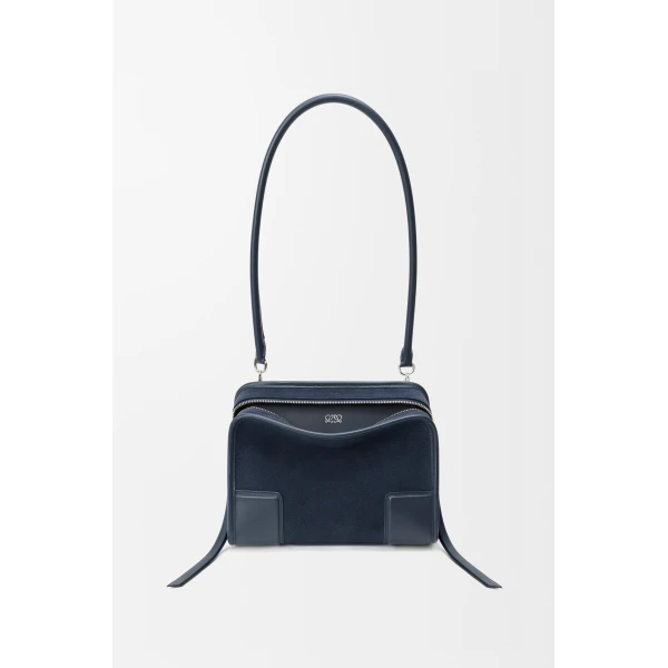 Loewe Small Amazona 180 bag in suede, Deep Navy | Totes & Top-Handle Bags | Luxury Shoes 