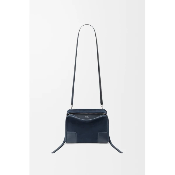 Loewe Small Amazona 180 bag in suede, Deep Navy | Totes & Top-Handle Bags | Luxury Shoes 