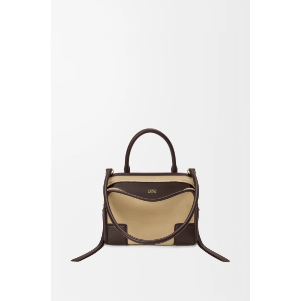 Loewe Small Amazona 180 bag in suede, Oro/Chocolat | Totes & Top-Handle Bags | Luxury Shoes 