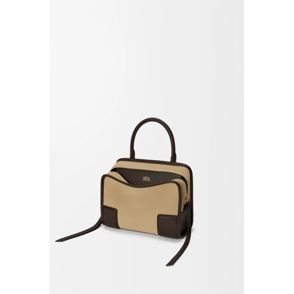 Loewe Small Amazona 180 bag in suede, Oro/Chocolat | Totes & Top-Handle Bags | Luxury Shoes 