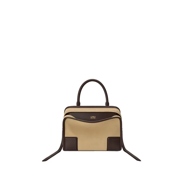 Small Amazona 180 bag in suede, Oro/Chocolat
