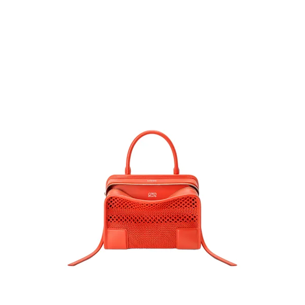 Small Amazona 180 bag in woven calfskin, Sunrise Orange