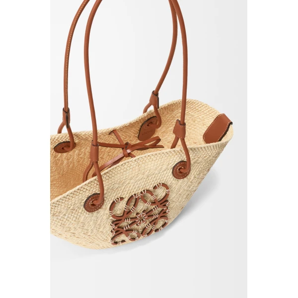 Loewe Small Anagram basket bag in iraca palm and calfskin, Natural/Tan | Totes & Top-Handle Bags | Luxury Shoes 
