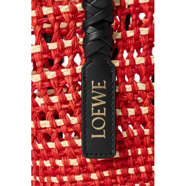 Loewe Small Braid basket in iraca palm and calfskin, Red/Natural | Totes & Top-Handle Bags | Luxury Shoes 