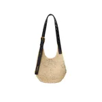 Loewe Small Punch Hole hobo in raffia and calfskin, Natural/Black | Totes & Top-Handle Bags | Luxury Shoes 