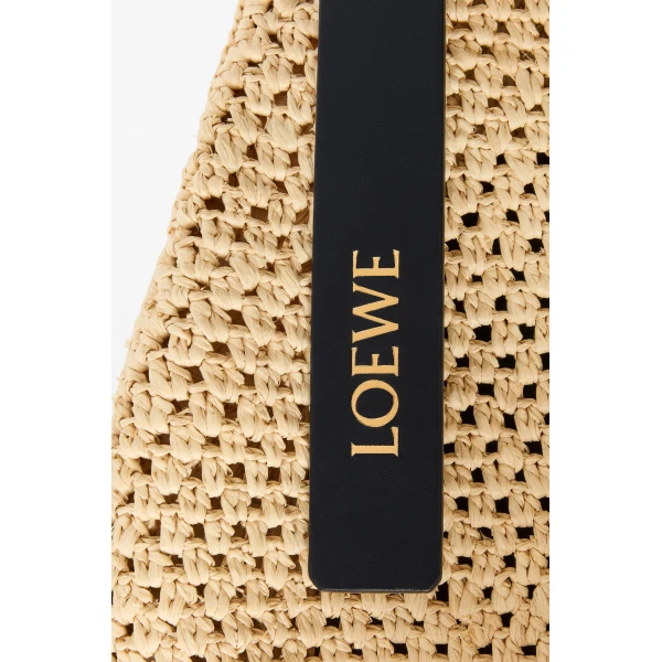 Loewe Small Punch Hole hobo in raffia and calfskin, Natural/Black | Totes & Top-Handle Bags | Luxury Shoes 