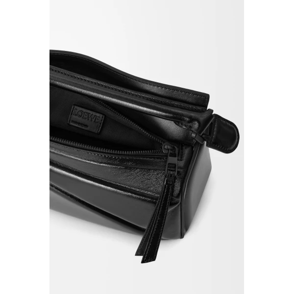 Loewe Small Puzzle Blown bag in glossy lambskin, Black | Shoulder & Crossbody Bags | Luxury Shoes 