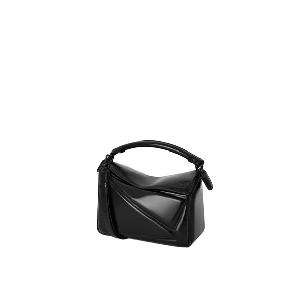 Loewe Small Puzzle Blown bag in glossy lambskin, Black | Shoulder & Crossbody Bags | Luxury Shoes 