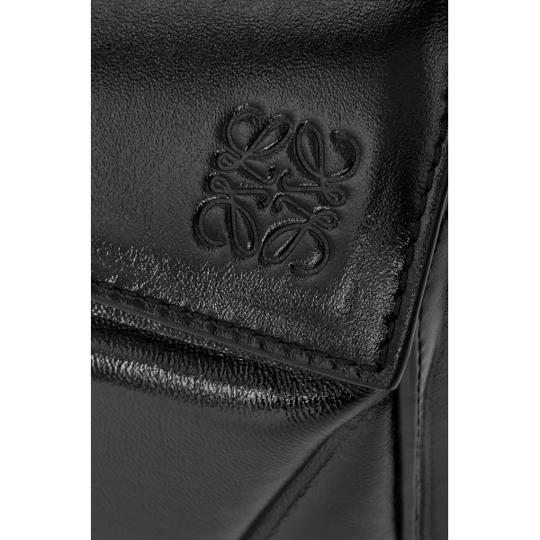 Loewe Small Puzzle Blown bag in glossy lambskin, Black | Shoulder & Crossbody Bags | Luxury Shoes 