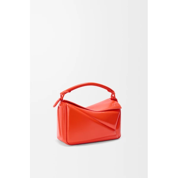 Loewe Small Puzzle Blown bag in glossy lambskin, Vivid Orange | Shoulder & Crossbody Bags | Luxury Shoes 