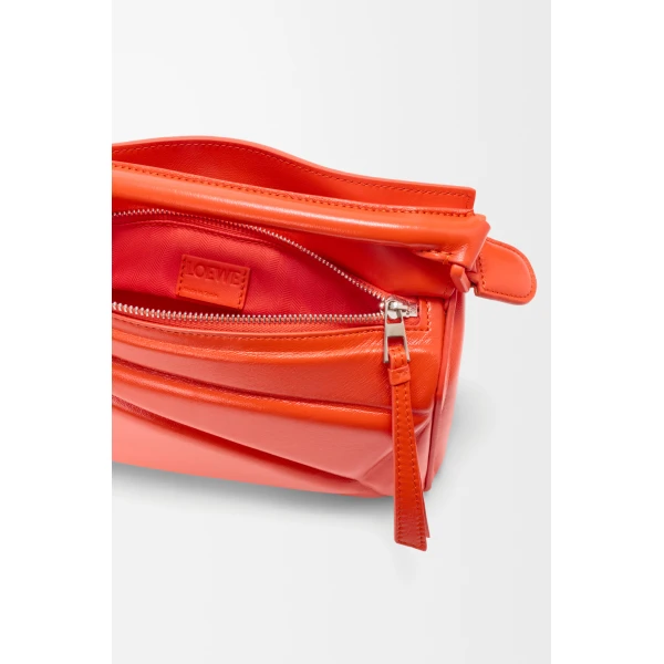 Loewe Small Puzzle Blown bag in glossy lambskin, Vivid Orange | Shoulder & Crossbody Bags | Luxury Shoes 