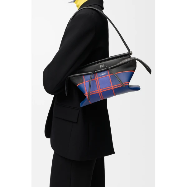 Loewe Small Whisker bag in check intarsio, Black/Multicolor | Shoulder & Crossbody Bags | Luxury Shoes 