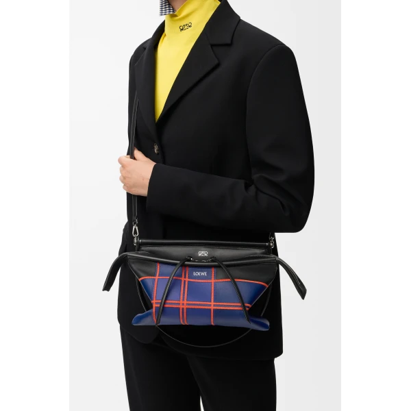 Loewe Small Whisker bag in check intarsio, Black/Multicolor | Shoulder & Crossbody Bags | Luxury Shoes 