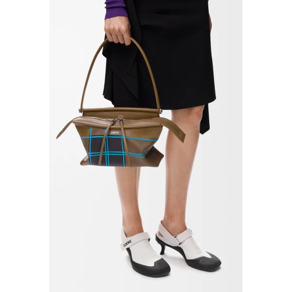 Loewe Small Whisker bag in check intarsio, Brownish Green/Multicolor | Shoulder & Crossbody Bags | Luxury Shoes 