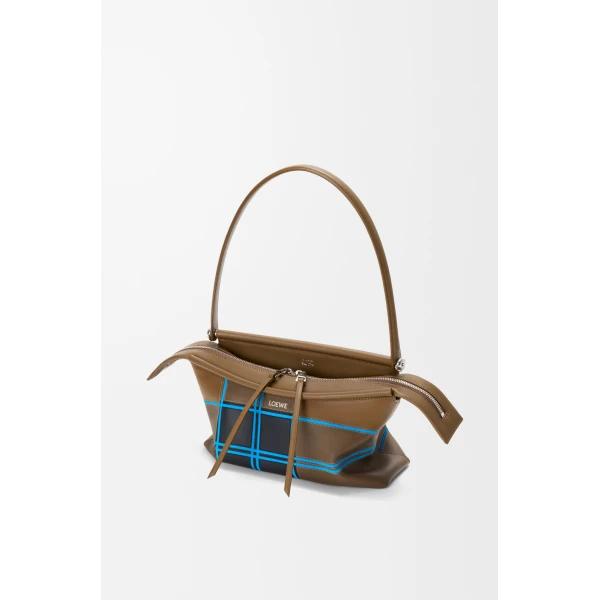 Loewe Small Whisker bag in check intarsio, Brownish Green/Multicolor | Shoulder & Crossbody Bags | Luxury Shoes 