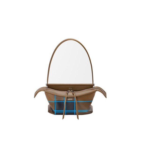 Loewe Small Whisker bag in check intarsio, Brownish Green/Multicolor | Shoulder & Crossbody Bags | Luxury Shoes 