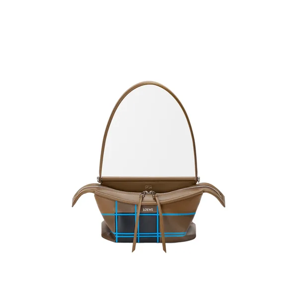 Loewe Small Whisker bag in check intarsio, Brownish Green/Multicolor | Shoulder & Crossbody Bags | Luxury Shoes 