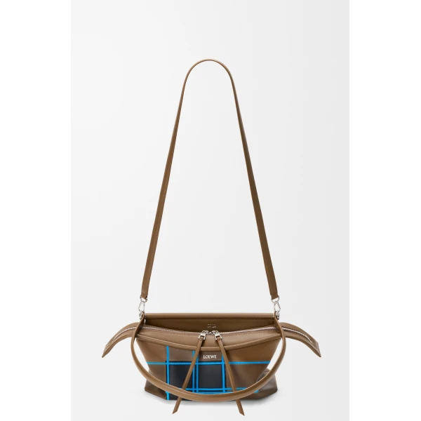Loewe Small Whisker bag in check intarsio, Brownish Green/Multicolor | Shoulder & Crossbody Bags | Luxury Shoes 