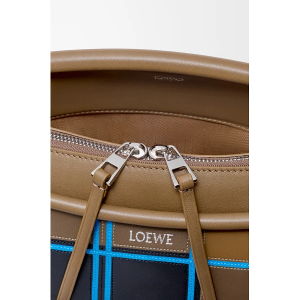 Loewe Small Whisker bag in check intarsio, Brownish Green/Multicolor | Shoulder & Crossbody Bags | Luxury Shoes 