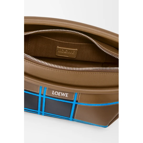 Loewe Small Whisker bag in check intarsio, Brownish Green/Multicolor | Shoulder & Crossbody Bags | Luxury Shoes 