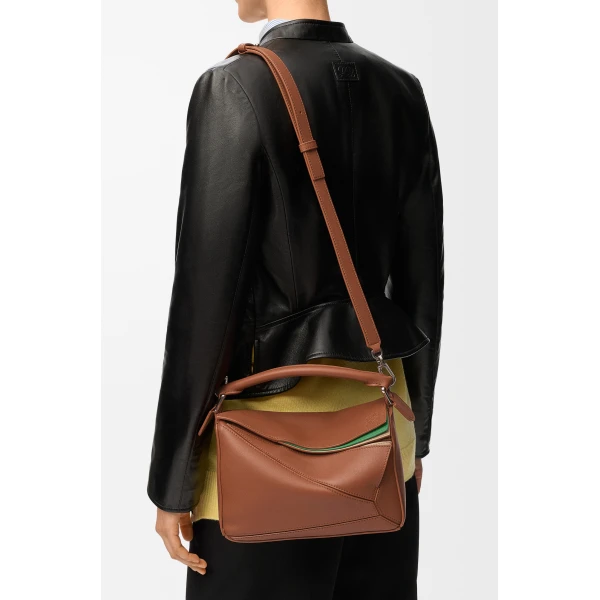 Loewe Small layered Puzzle bag in classic calfskin, Multicolor Squirrel | Shoulder & Crossbody Bags | Luxury Shoes 