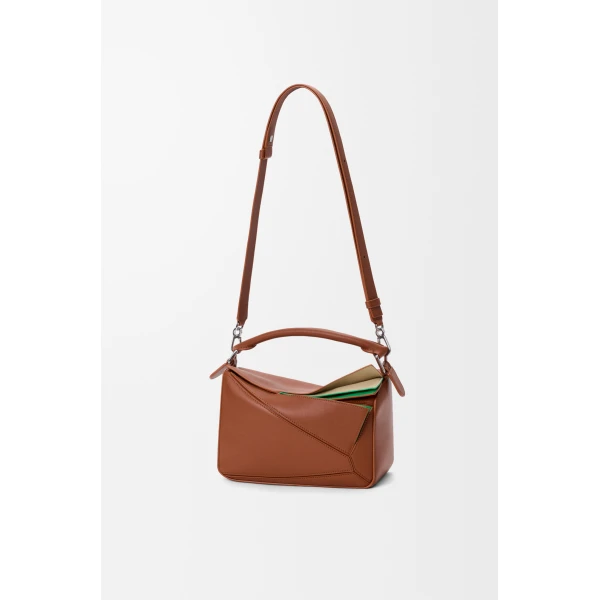 Loewe Small layered Puzzle bag in classic calfskin, Multicolor Squirrel | Shoulder & Crossbody Bags | Luxury Shoes 