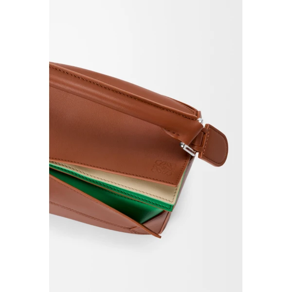 Loewe Small layered Puzzle bag in classic calfskin, Multicolor Squirrel | Shoulder & Crossbody Bags | Luxury Shoes 