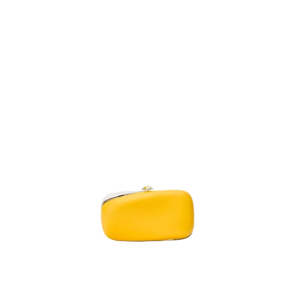 Twisted Minaudiere in bicolour nappa lambskin, Daisy Yellow/White