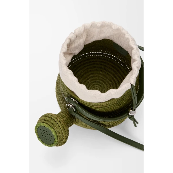 Loewe Watering Can bag in raffia and calfskin, Green | Totes & Top-Handle Bags | Luxury Shoes 