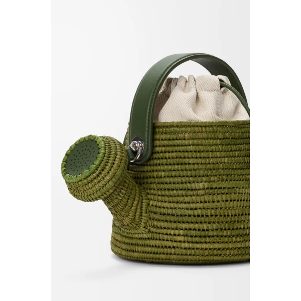 Loewe Watering Can bag in raffia and calfskin, Green | Totes & Top-Handle Bags | Luxury Shoes 