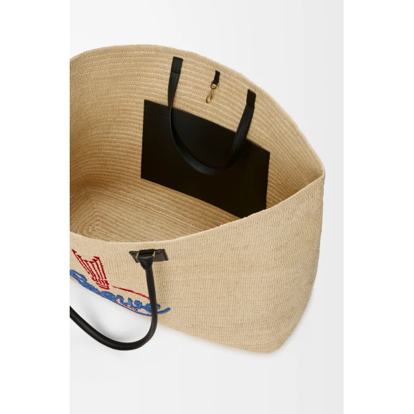 Loewe XL Verano tote in raffia, White/Multicolor | Totes & Top-Handle Bags | Luxury Shoes 