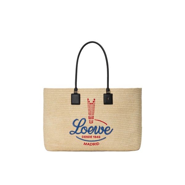 Loewe XL Verano tote in raffia, White/Multicolor | Totes & Top-Handle Bags | Luxury Shoes 