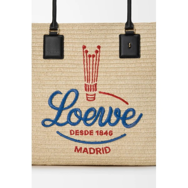 Loewe XL Verano tote in raffia, White/Multicolor | Totes & Top-Handle Bags | Luxury Shoes 