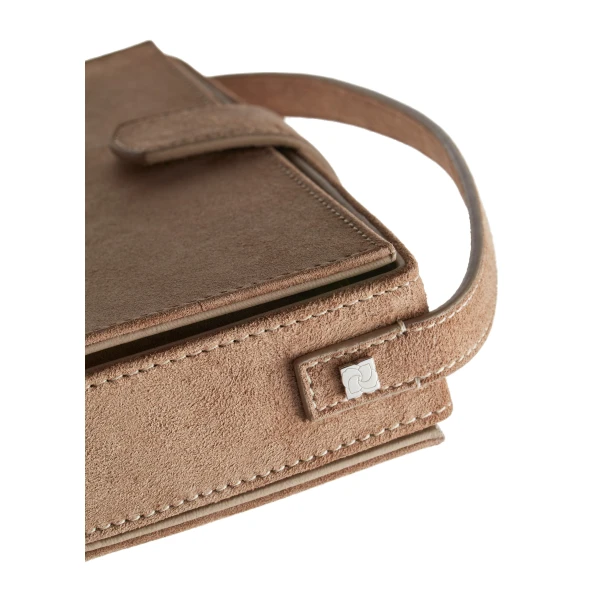 Apolonia bag in beige suede with flower charm - Image 3