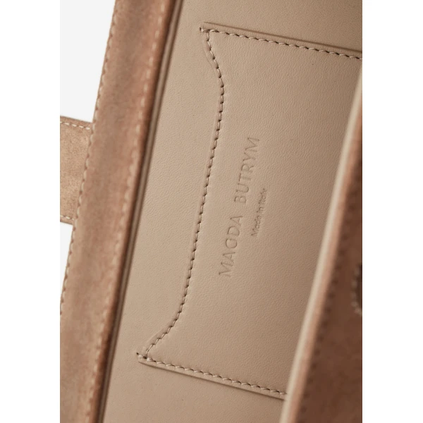 Apolonia bag in beige suede with flower charm - Image 4